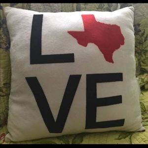 TEXAS Love pillow. Soft black white and red